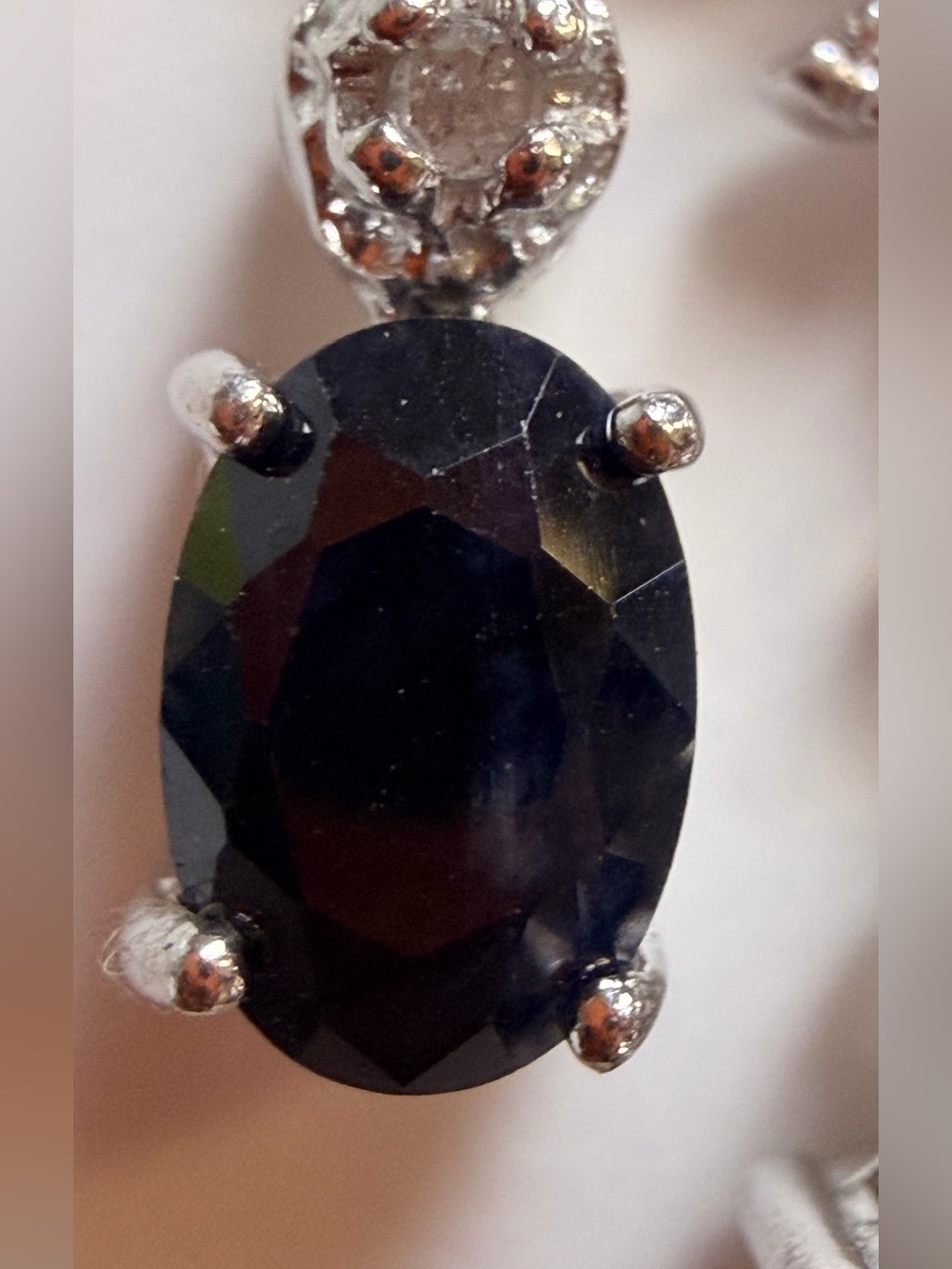 4.40 CTW Sapphire & Diamond Sterling Silver Chandelier Earrings - Picture 5 of 15